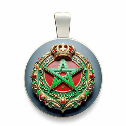Porte-clés en alliage de zinc pour les fans marocains. Caractéristiques une étoile verte, une couronne et des motifs élégants. Un accessoire ou un cadeau élégant et durable.