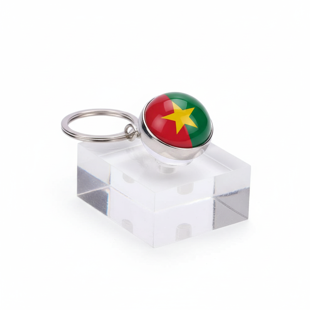 Africa Flag Keychains Algeria Somalia Tunisia Morocco Egypt National Flag Key Chains Double Side Glass Ball Pendant Keyring Gift
