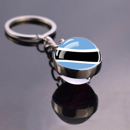Africa Flag Keychains Algeria Somalia Tunisia Morocco Egypt National Flag Key Chains Double Side Glass Ball Pendant Keyring Gift