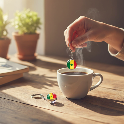 Africa Flag Keychains Algeria Somalia Tunisia Morocco Egypt National Flag Key Chains Double Side Glass Ball Pendant Keyring Gift